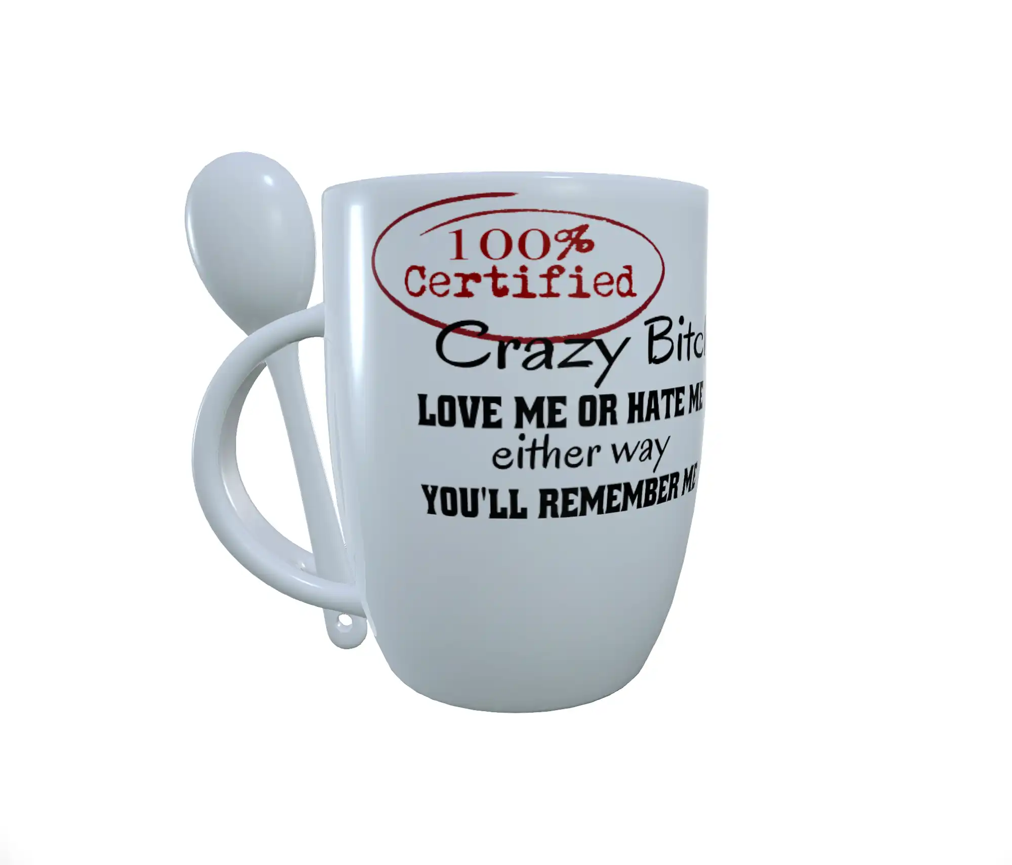 Crazy Bitch Mug and Spoon Set, Funny Mug, Hot Chocolate Mug